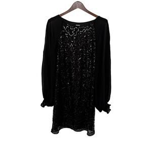 Pearl Georgina Chapman Marchesa NWT Sheer Lined Black Mini Dress Sequins Women 6
